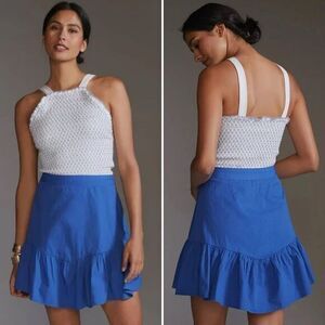 Maeve Anthropologie NWT Flounce Mini Skirt in Blue Size 6